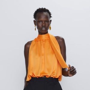 Zara high neck satin top